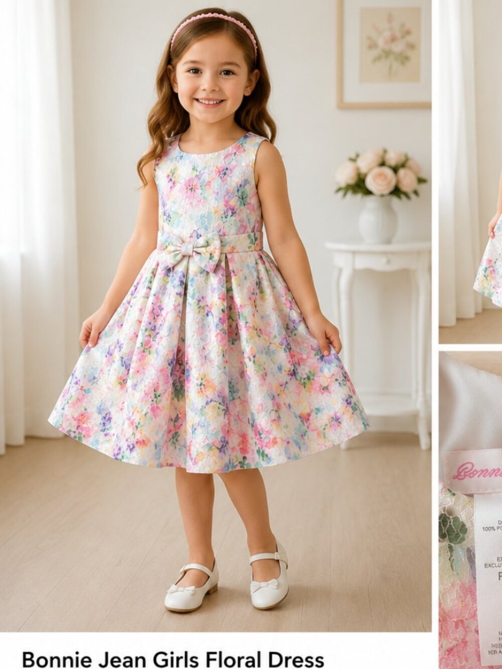 Bonnie Jean Girls Floral Party Dress Size 5T - Picture 1 of 9